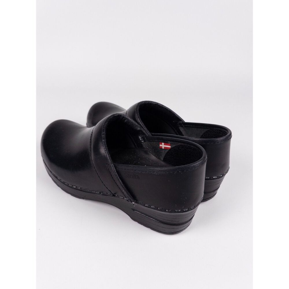 Sanita Pro Cabrio Black Leather Clogs EU 35 US 5 Danish Comfort Work Shoes - Picture 6 of 11